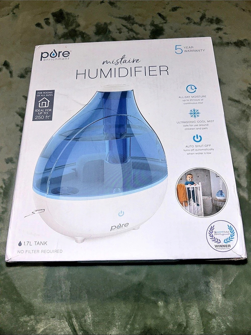 Pure Enrichment mistAire Humidifier Ultrasonic Humidifier Blue & White